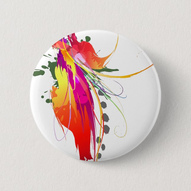 Abstract Bird of Paradise Paint Splatters 6 Cm Round Badge (Front)