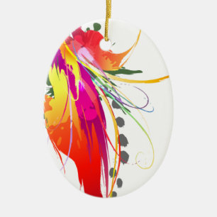 Abstract Bird of Paradise Paint Splatters Ceramic Tree Decoration