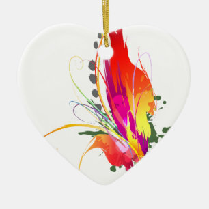 Abstract Bird of Paradise Paint Splatters Ceramic Tree Decoration