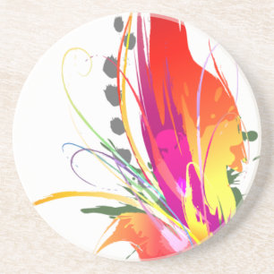 Abstract Bird of Paradise Paint Splatters Coaster