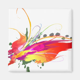 Abstract Bird of Paradise Paint Splatters Magnet