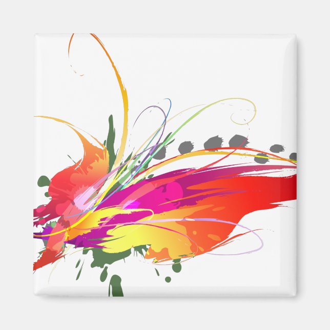 Abstract Bird of Paradise Paint Splatters Magnet (Front)