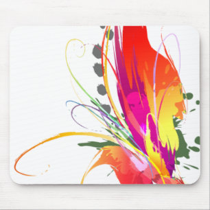 Abstract Bird of Paradise Paint Splatters Mouse Pad