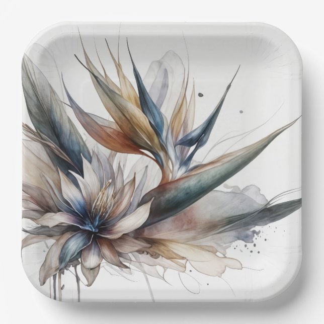 Abstract Bird of Paradise Paper Plate (Front)