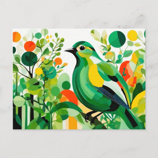 Abstract Bird Standing On A Branch Postcard (Front)
