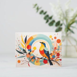 Abstract Bird Standing On A Branch Postcard