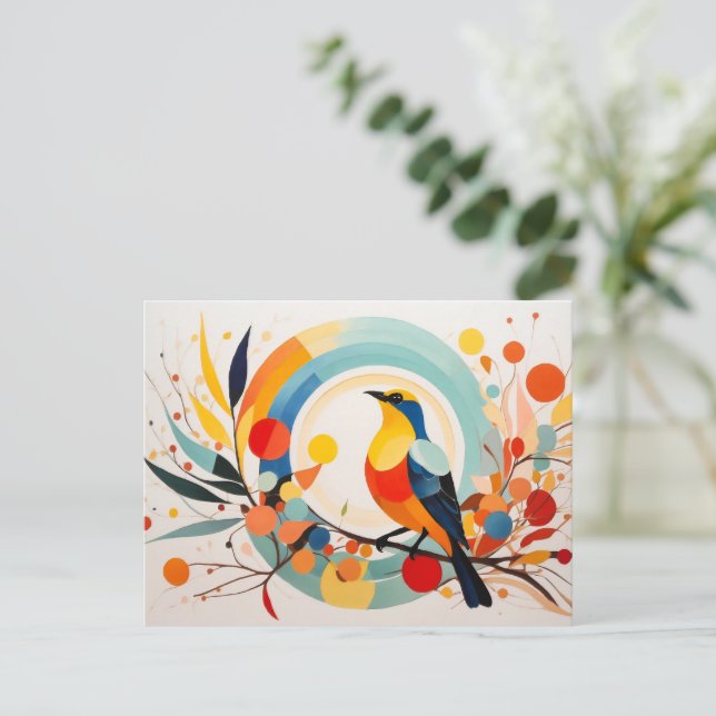 Abstract Bird Standing On A Branch Postcard (Standing Front)