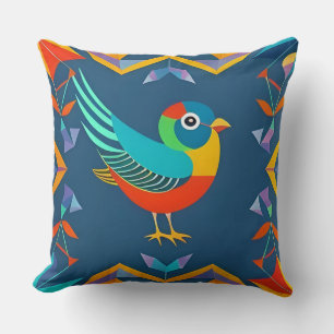 🌈 Abstract Bird Throw Pillow Geometric Art Decor 