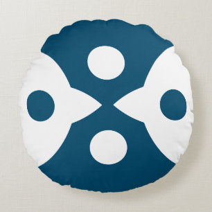 Abstract Birds Bold Simple Design Ocean Blue Round Cushion