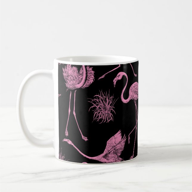 Abstract Birds: Monochrome Fashion Pattern Coffee Mug (Left)