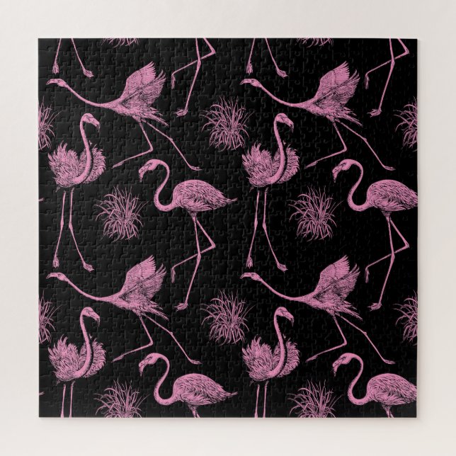 Abstract Birds: Monochrome Fashion Pattern Jigsaw Puzzle (Vertical)