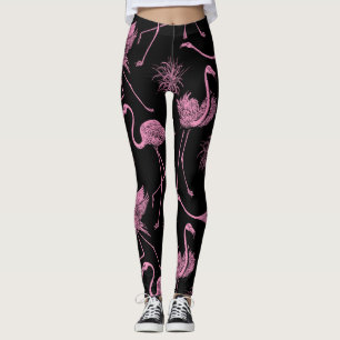 Abstract Birds: Monochrome Fashion Pattern Leggings