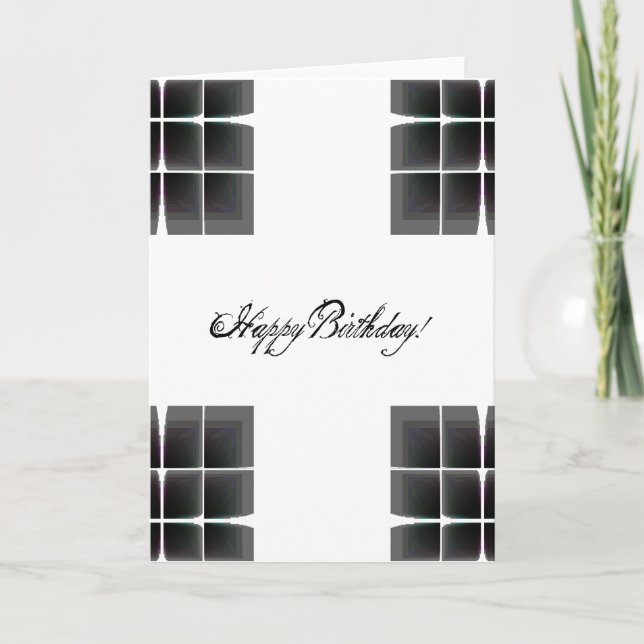 Abstract Birthday Design in Black and White Card (Front)