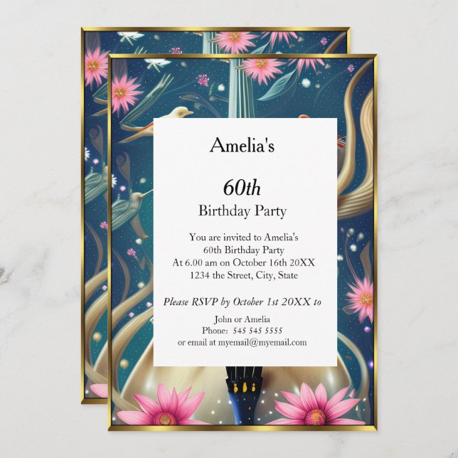 Abstract Birthday Party  blue  Invitation (Front/Back)