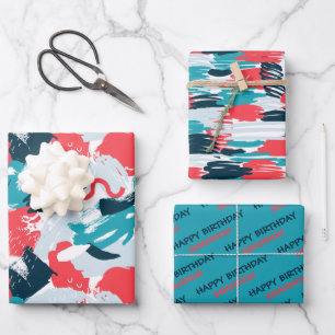 Abstract Birthday Wrapping Paper Sheets