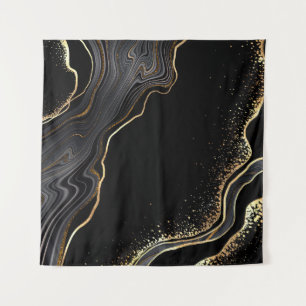 abstract black agate background with golden veins, tapestry