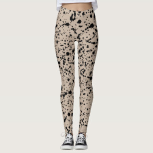 Abstract black and beige Pattern Leggings