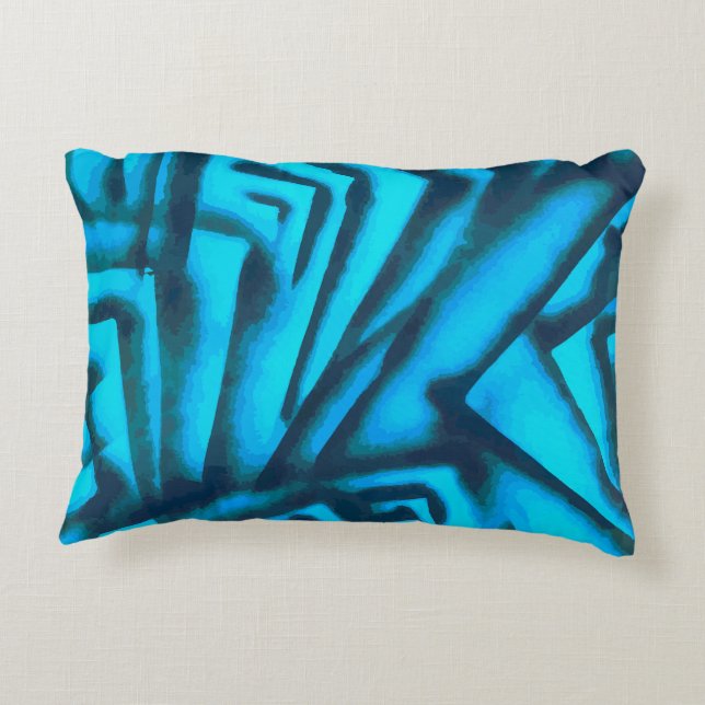 Abstract Black and Blue  Decorative Cushion (Back)