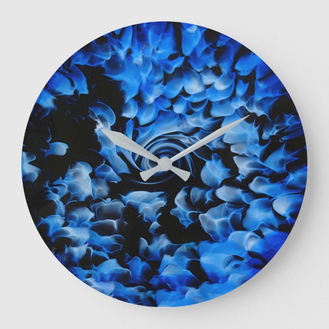Abstract Black and Blue Large Clock (Front)