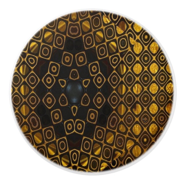Abstract Black and Gold Ceramic Pull (Front)
