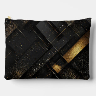 Abstract Black and Gold Geometric Design Accessory Pouch