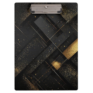 Abstract Black and Gold Geometric Design Clipboard