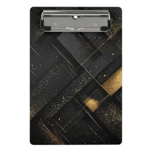 Abstract Black and Gold Geometric Design Mini Clipboard