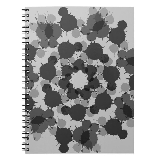 Abstract black and gray flower design notebook (Front)