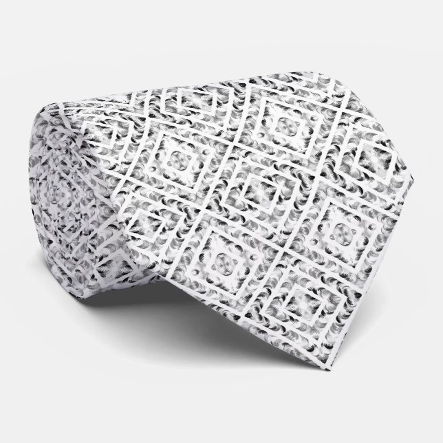 Abstract Black And Grey Eyelashes Brushstrokes Art Tie (Rolled)