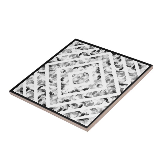 Abstract Black And Grey Eyelashes Brushstrokes Art Tile (Side)