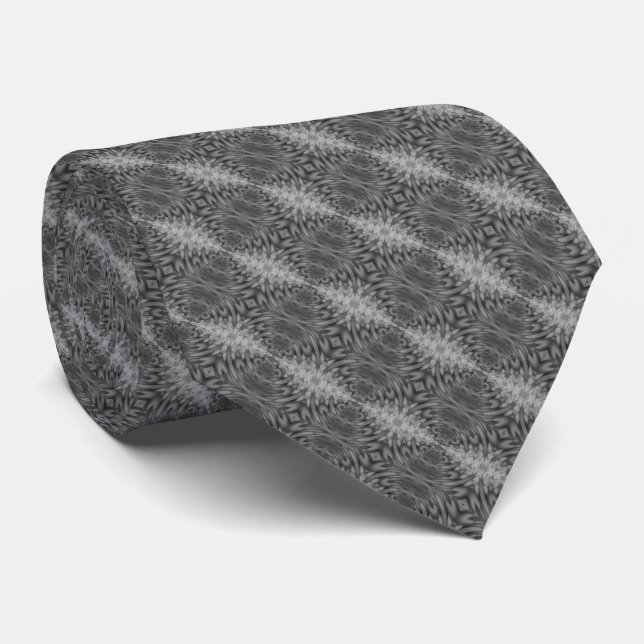 Abstract Black And Grey Flower Petals Tie (Rolled)