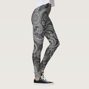 Abstract Black and Grey Pattern Leggings