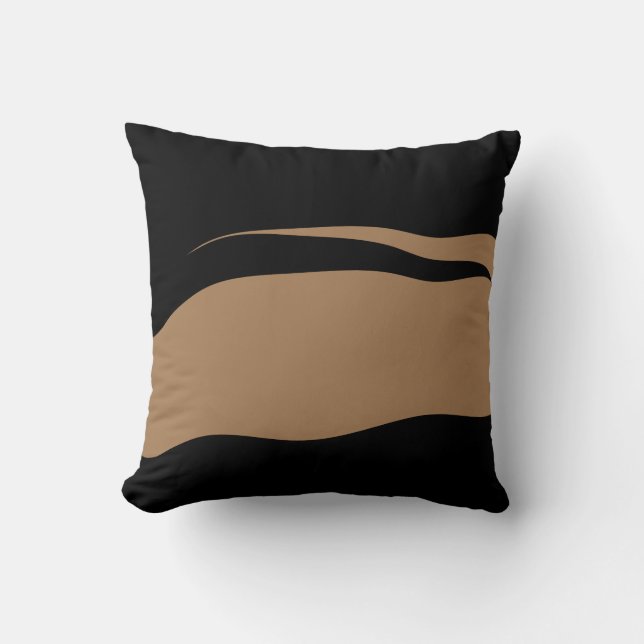Abstract Black and Light Brown Wavy Cushion (Front)