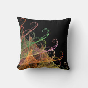 Abstract Black and Multi-Coloured Fractal Pillow