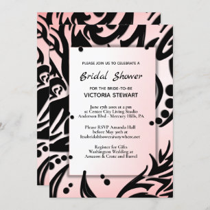 Abstract Black and Pink Tribal Bridal Shower Invitation