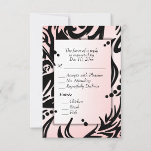 Abstract Black and Pink Tribal with Menu RSVP