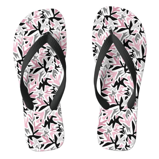 Abstract, Black and Pink, Youth, Modern Throw Pill Jandals (Footbed)