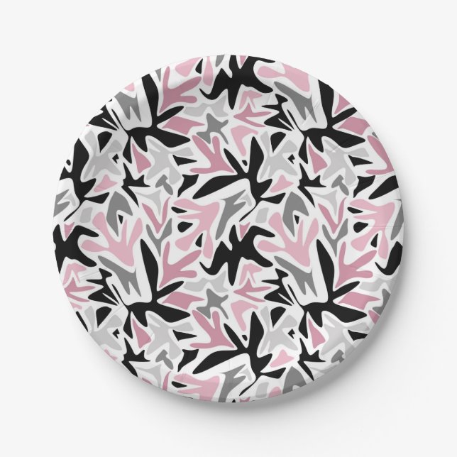 Abstract, Black and Pink, Youth, Modern Throw Pill Paper Plate (Front)
