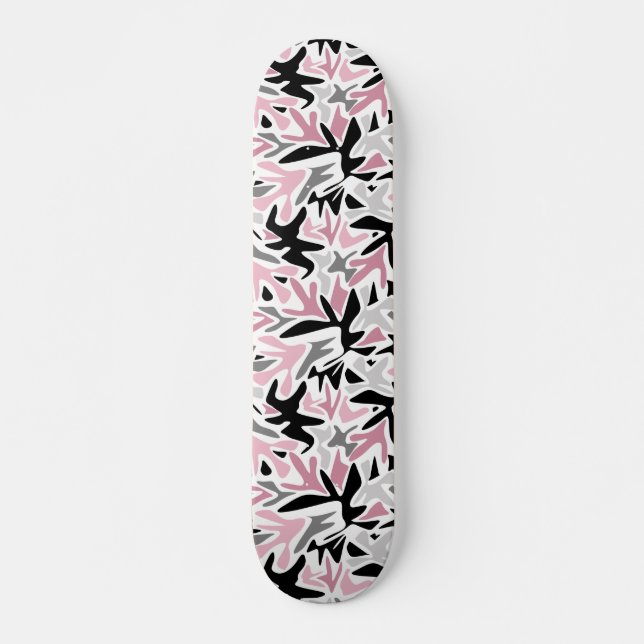 Abstract, Black and Pink, Youth, Modern Throw  Skateboard (Front)