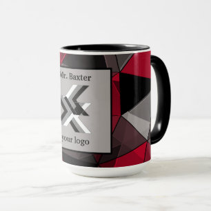 Abstract, black and red, monogram, logo mug