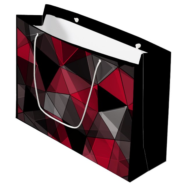 Abstract, black and red, triangle, geometric, blac large gift bag (Front Angled)