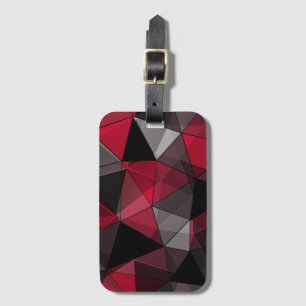 Abstract, black and red, triangle, geometric, blac luggage tag