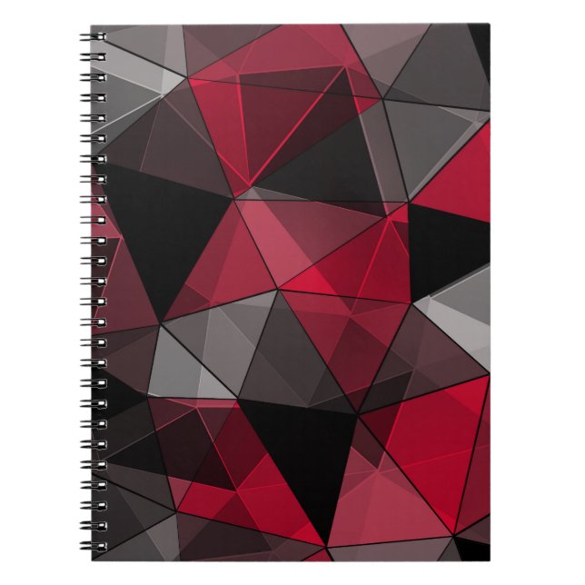 Abstract, black and red, triangle, geometric, blac notebook (Front)