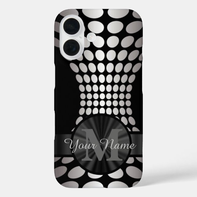 Abstract black and silver pattern monogrammed Case-Mate iPhone case (Back)