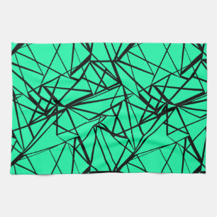 Abstract black and turquoise tea towel