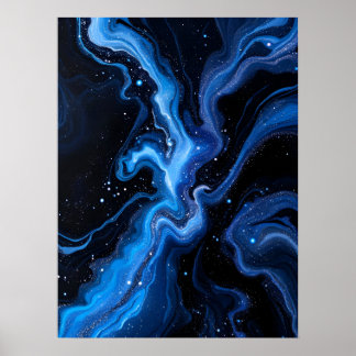 Abstract Black And White Art.Cosmic Blue Marble   Poster