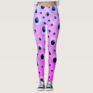 Abstract Black and White Balls on Pink Background Leggings