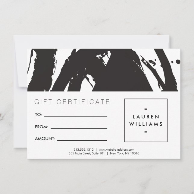 Abstract Black and White Brushstrokes Gift Card (Front)