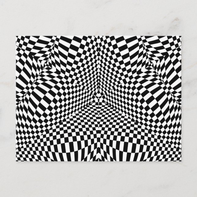 Abstract black and white chequered pattern postcard (Front)