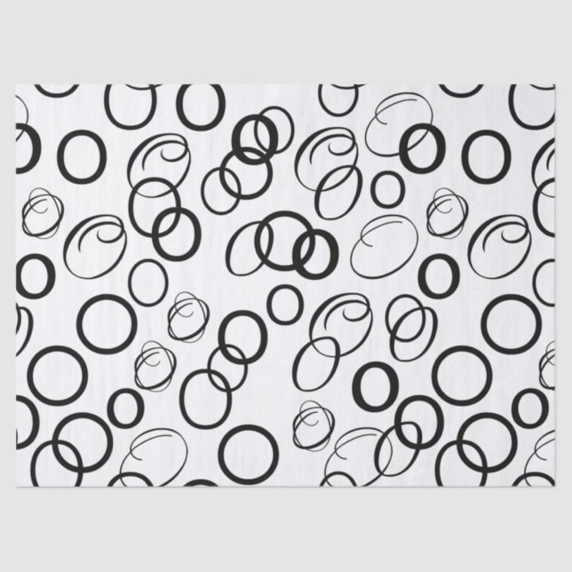 Abstract Black and White Circle Pattern Tissue Paper (Front)
